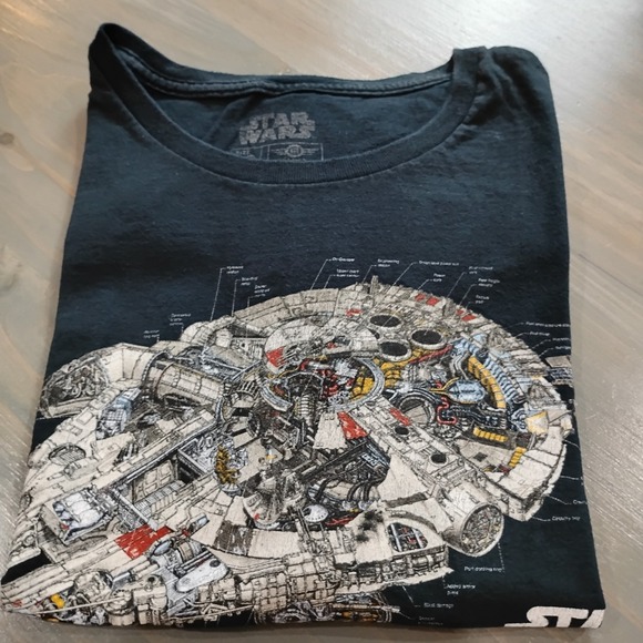 Star Wars Millennium Falcon T Shirt Mens Large Black Colorful Cross Section - Picture 8 of 8